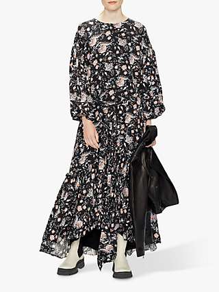 Ted Baker Angello Oversized Floral Print Midi Dress, Black