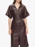 Ted Baker Daryll Faux Leather Belted Dress, Dark Purple