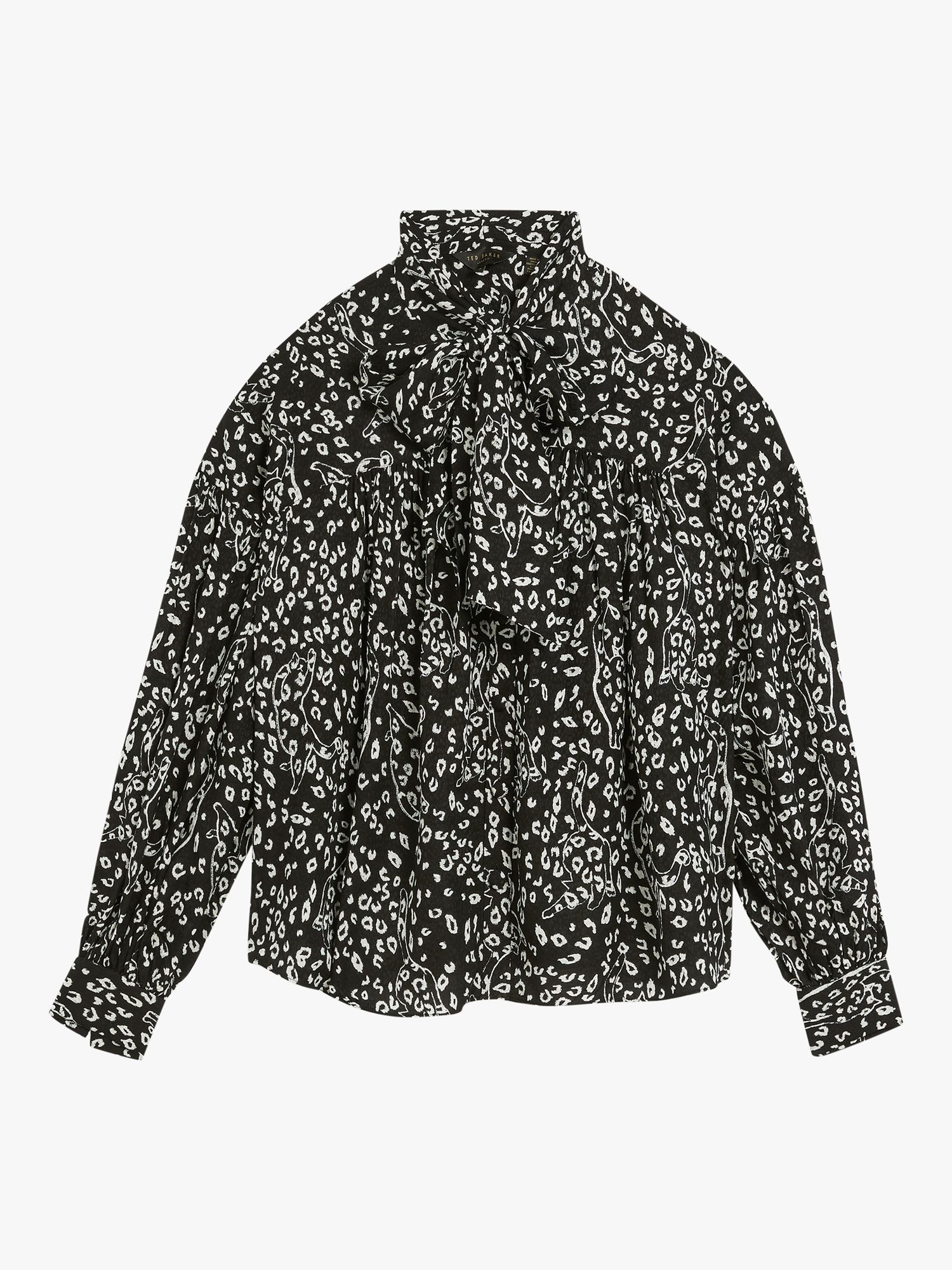 Ted Baker Gaelle Animal Print Tie Neck Blouse, Black