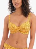 Freya Cala Palma Leopard Spot Plunge Bikini Top, Yellow