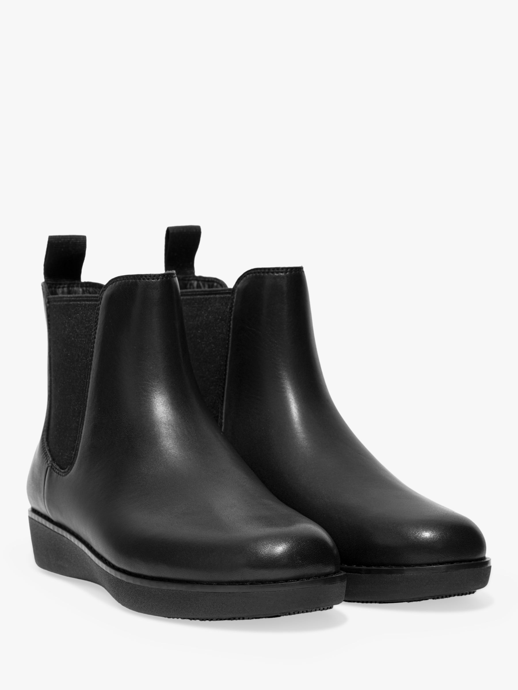 FitFlop Sumi Leather Chelsea Boots, All Black at John Lewis & Partners