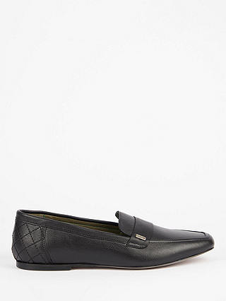 Barbour Colette Leather Quilted Loafers, Black