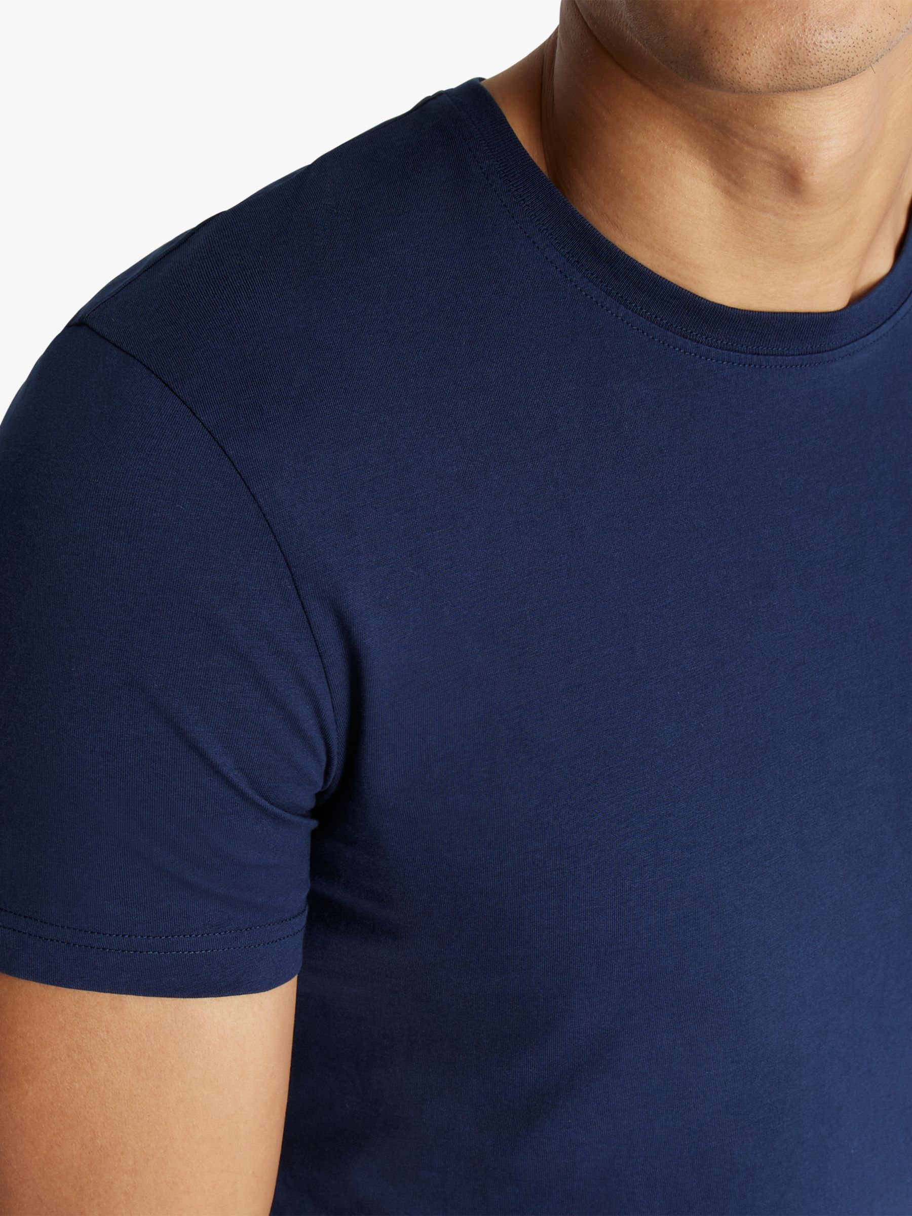 SPOKE Cotton Slim Fit Crew Neck T-Shirt, Navy, S Short