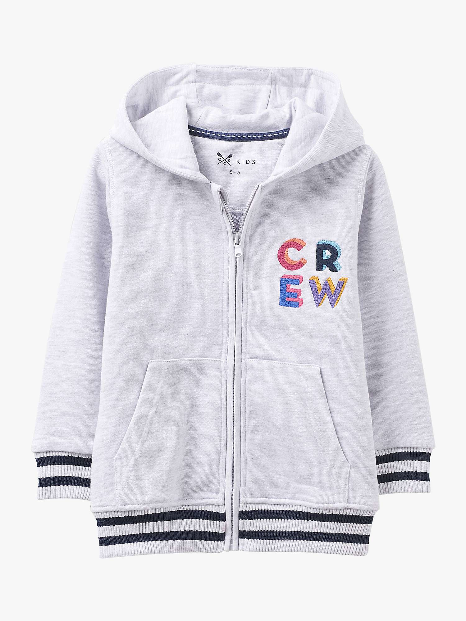 Buy Crew Clothing Kids' CREW Zip Hoodie, Grey Marl Online at johnlewis.com