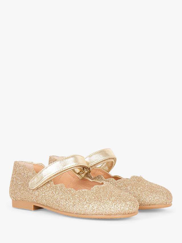Trotters Hampton Classics Kids' Lilly Party Shoes, Gold at John Lewis ...