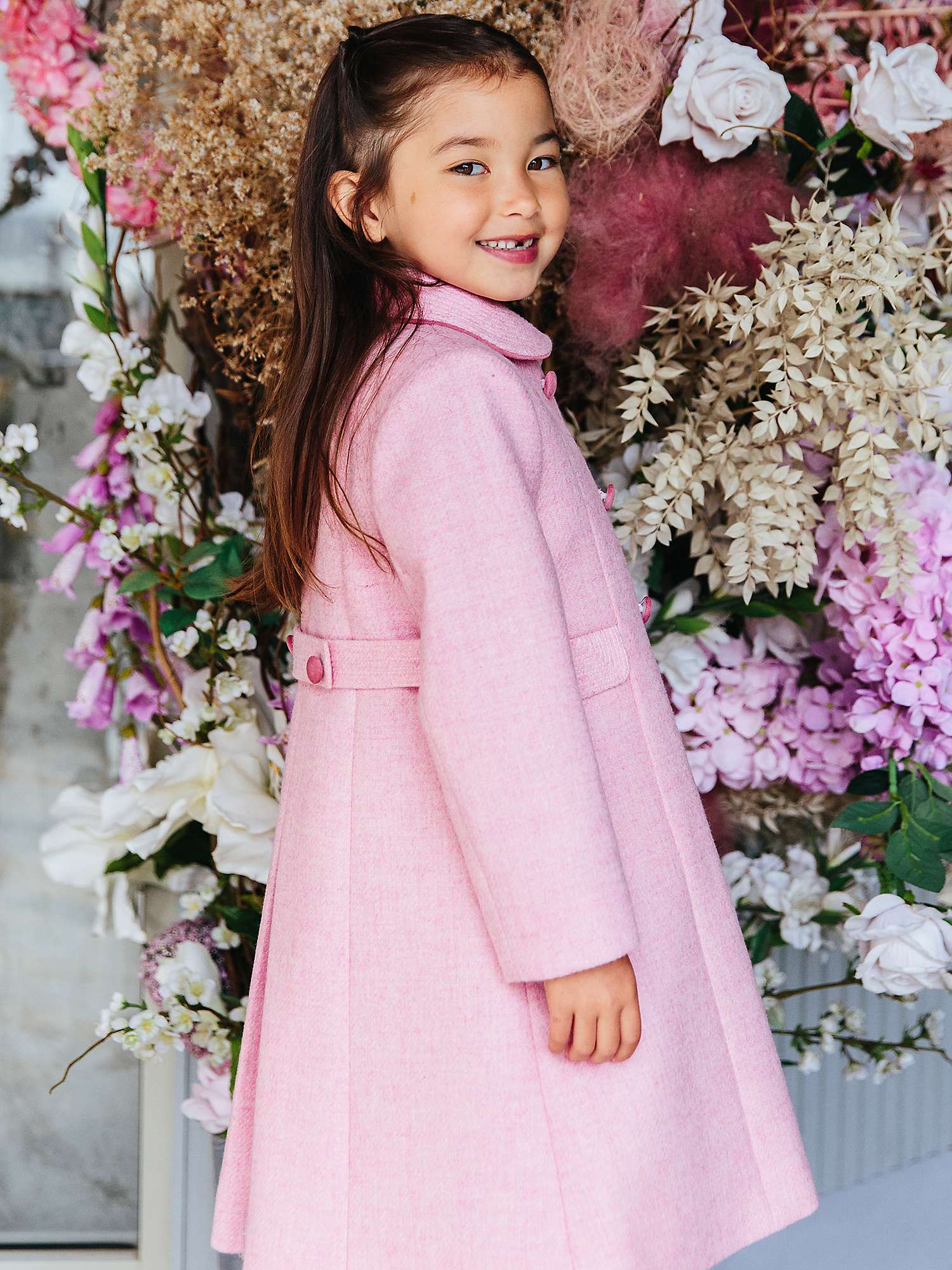 Buy Trotters Kids' Classic Wool Longline Coat, Pink Online at johnlewis.com