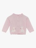 Trotters Baby Isabelle Bunnies Cashmere Blend Cardigan, Pale Pink
