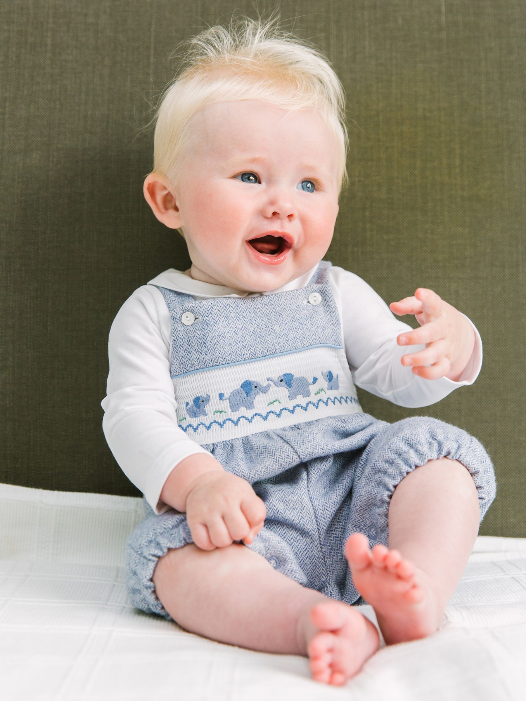 Trotters Baby Nicholas Elephant Dungarees at John Lewis & Partners