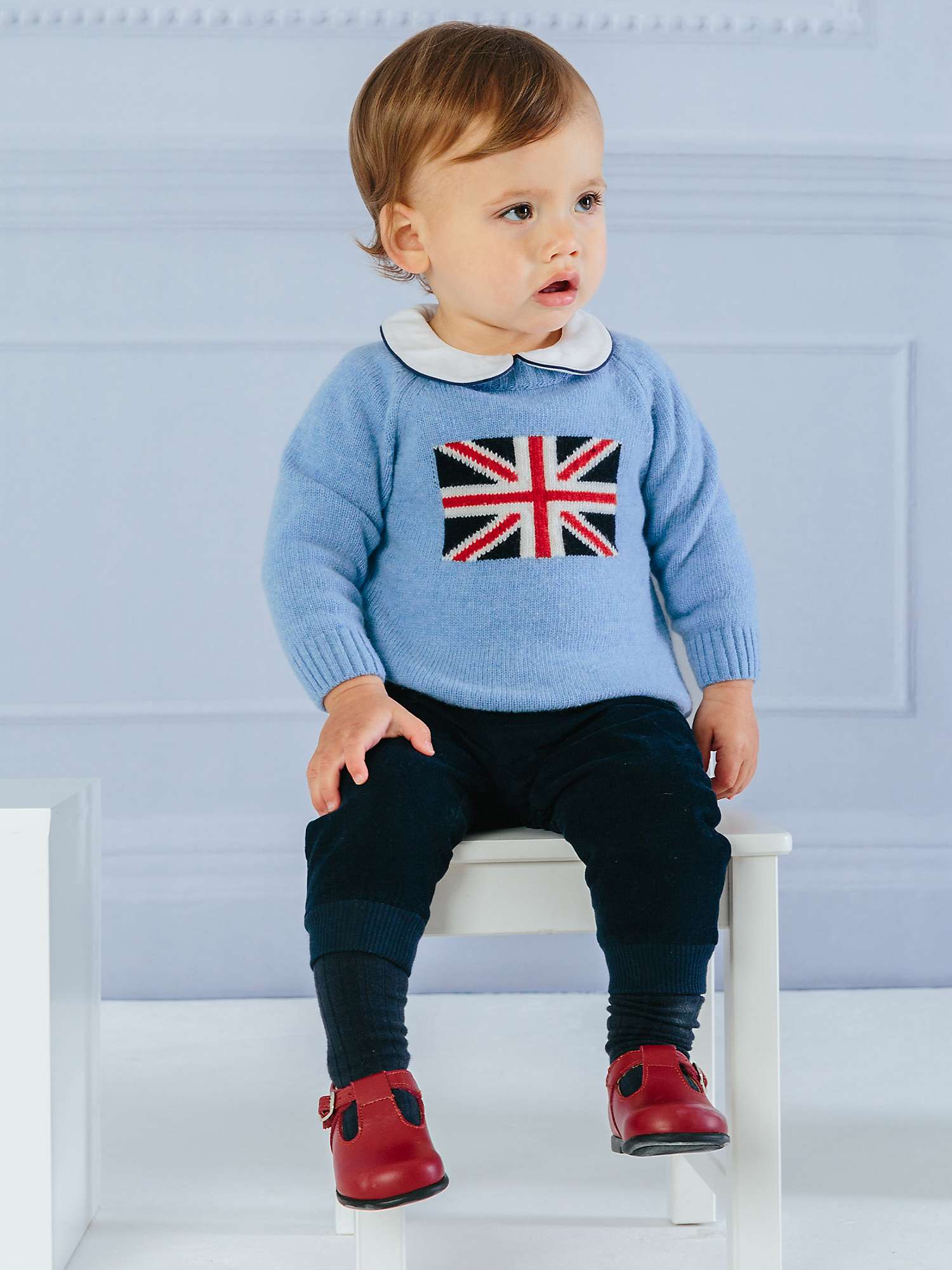 Buy Trotters Baby George Union Jack Graphic Jumper, Pale Blue Online at johnlewis.com