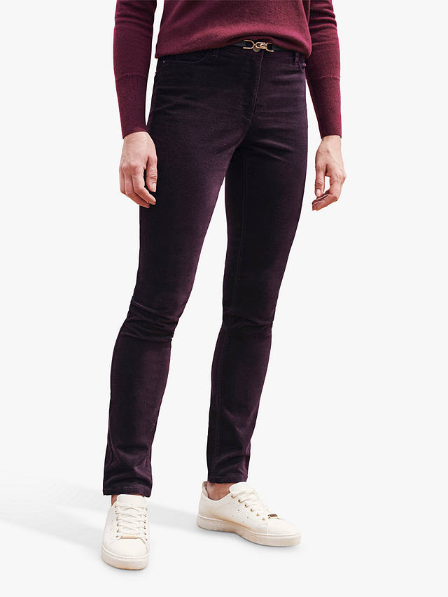 Pure Collection Washed Velvet Jeans, Merlot
