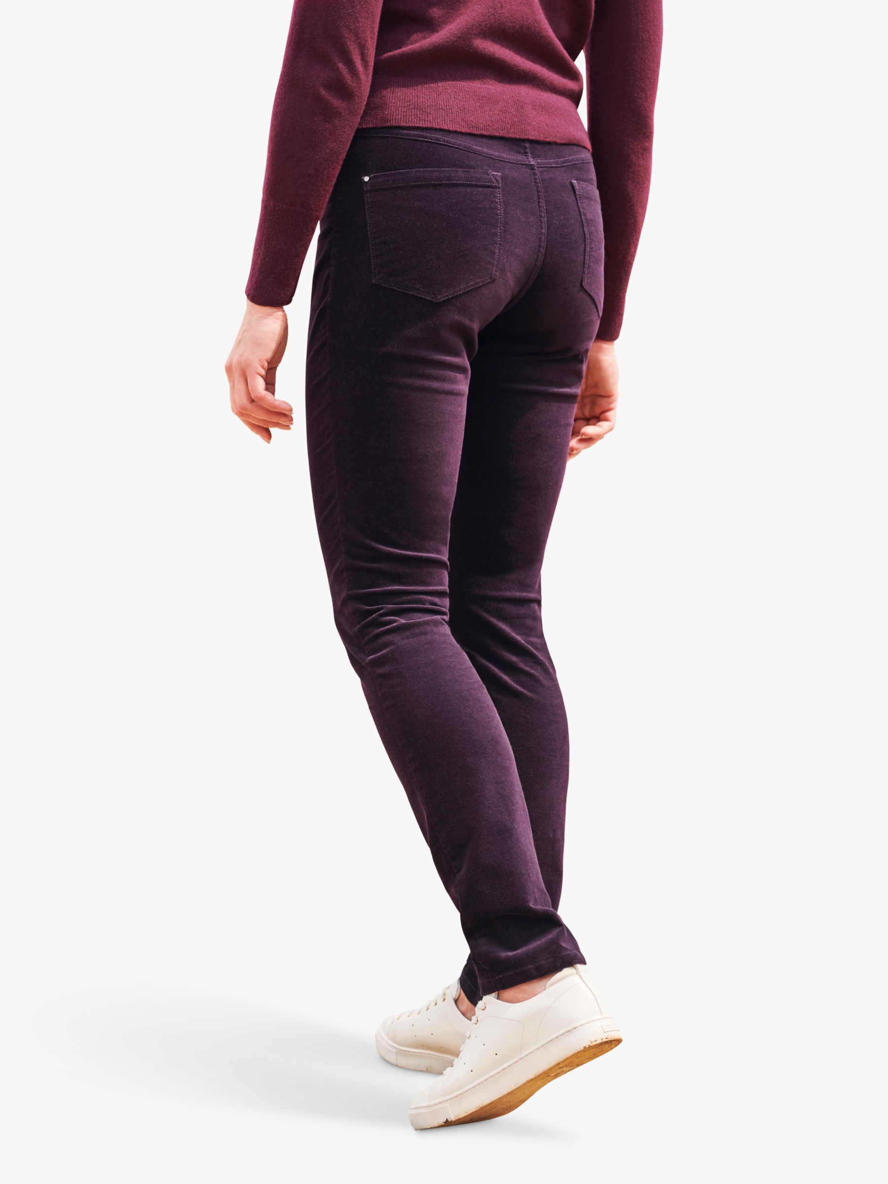 Pure Collection Washed Velvet Jeans, Merlot, 8