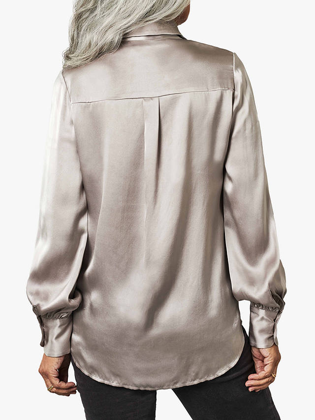 Pure Collection Silk Satin Shirt, Dark Silver