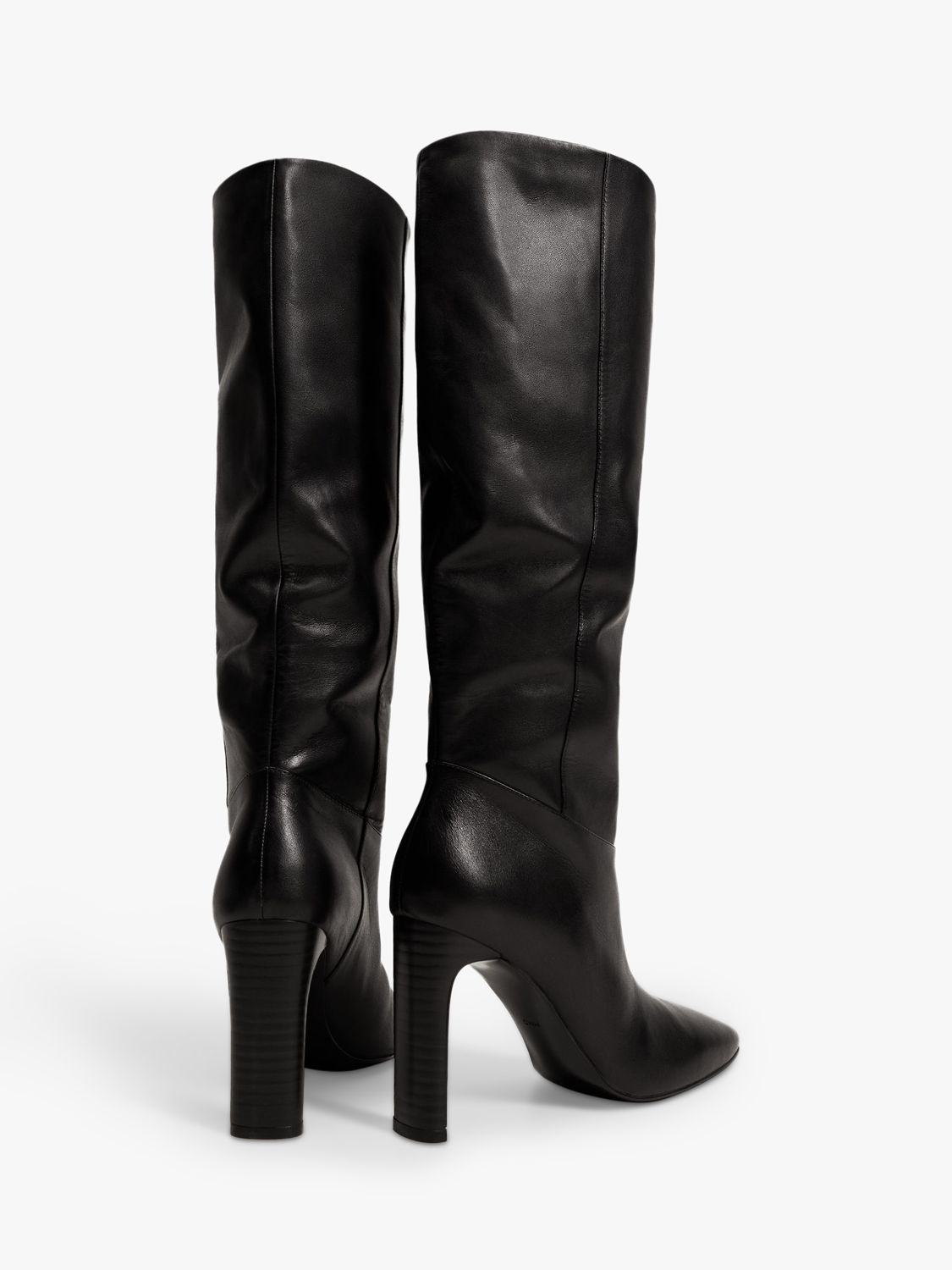 Mango Campo Leather Knee High Boots, Black, 2