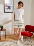 ANYDAY John Lewis & Partners Ombre Stripe Sweater Shorts, White
