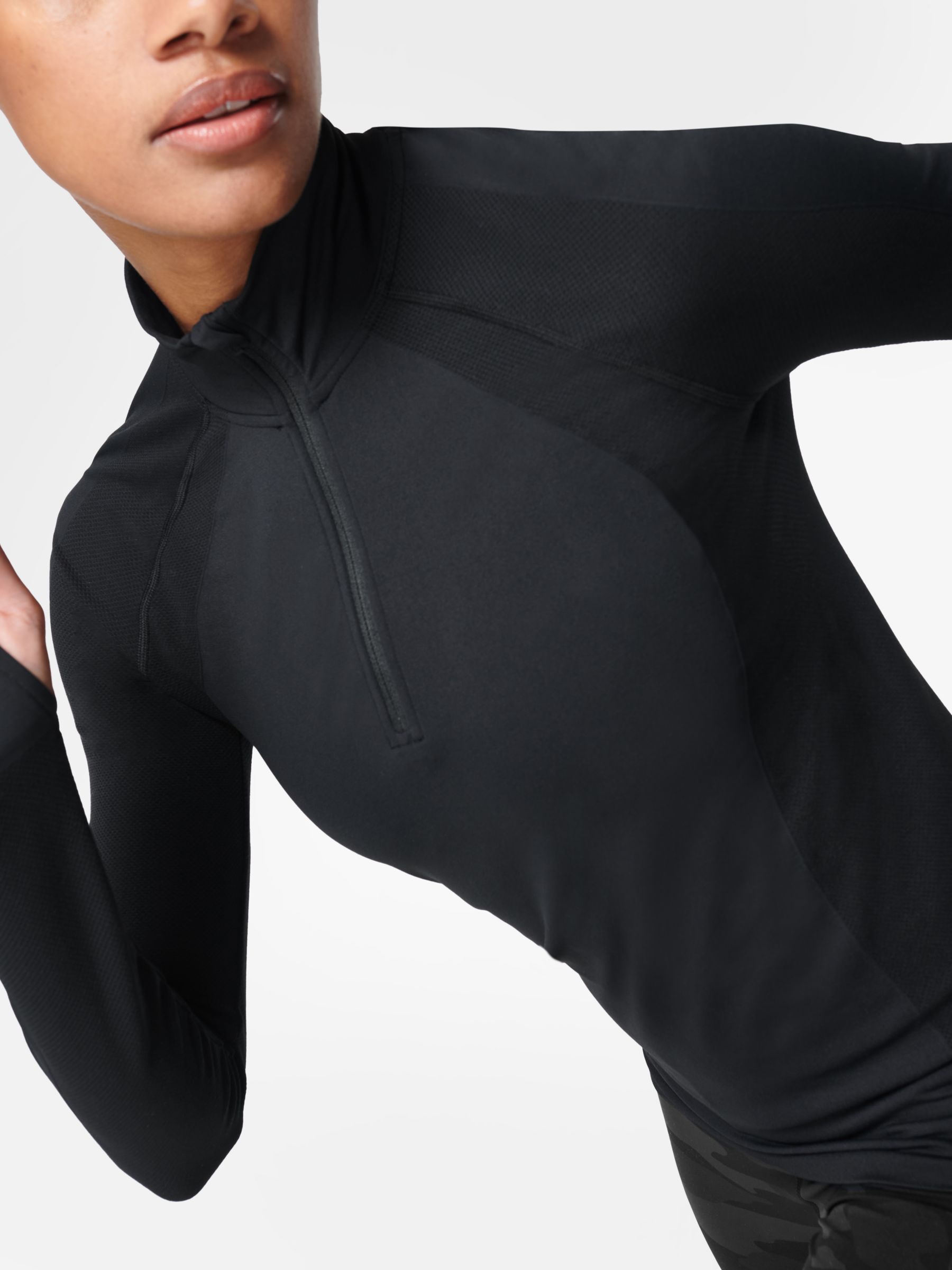Sweaty Betty THERMA RUNNING HALF ZIP - Long sleeved top - black 