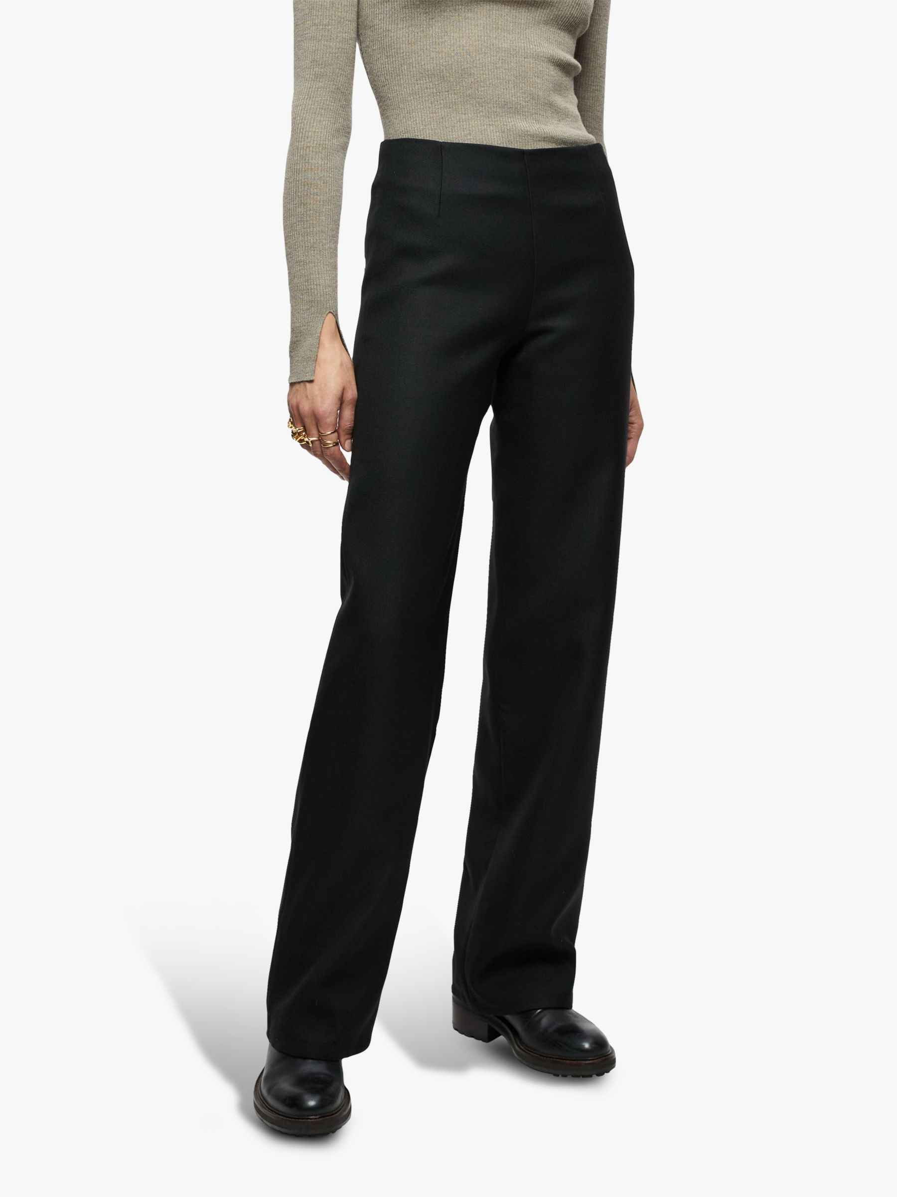 Jigsaw Blake Twill Trousers, Black at John Lewis & Partners