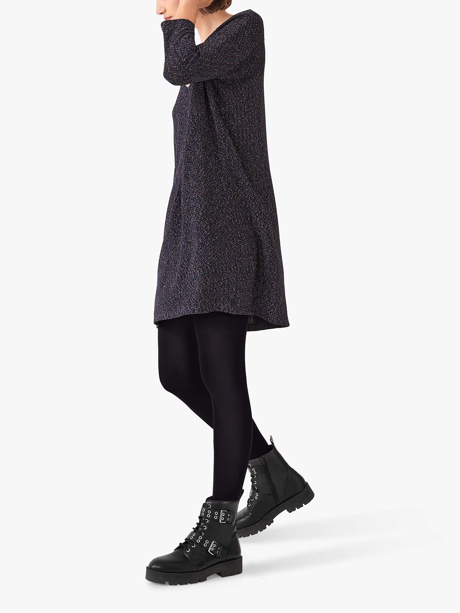 Buy HUSH Dahlia V-Neck Dress, Black Online at johnlewis.com