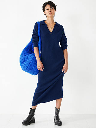 HUSH Aster Collar Knitted Dress, Moonlit Blue