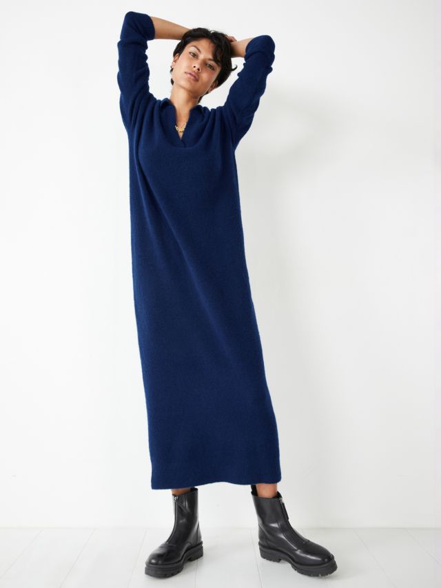 HUSH Aster Collar Knitted Dress, Moonlit Blue, 6