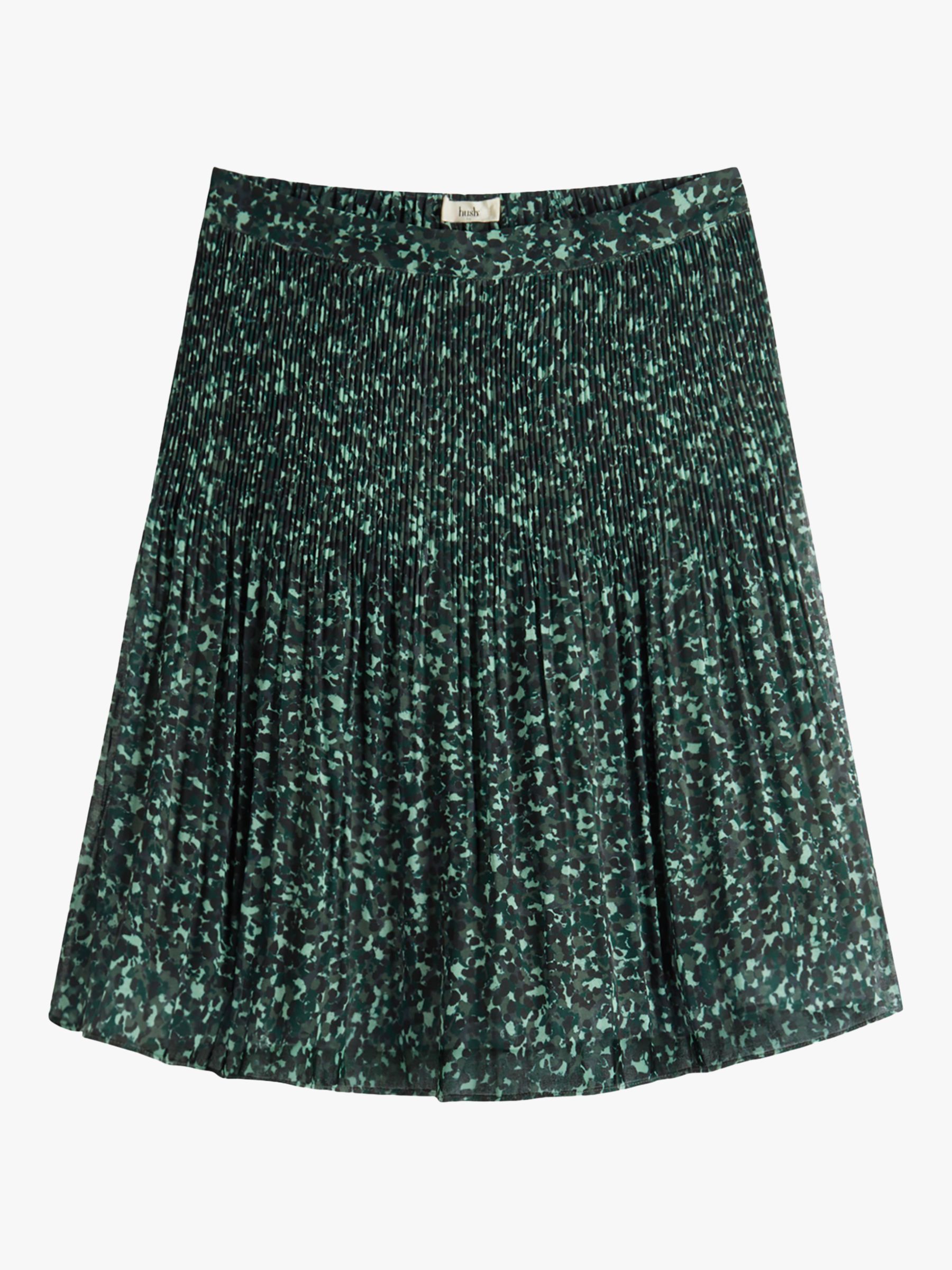hush Nevah Pleated Mini Skirt, Khaki/Tortoiseshell at John Lewis & Partners