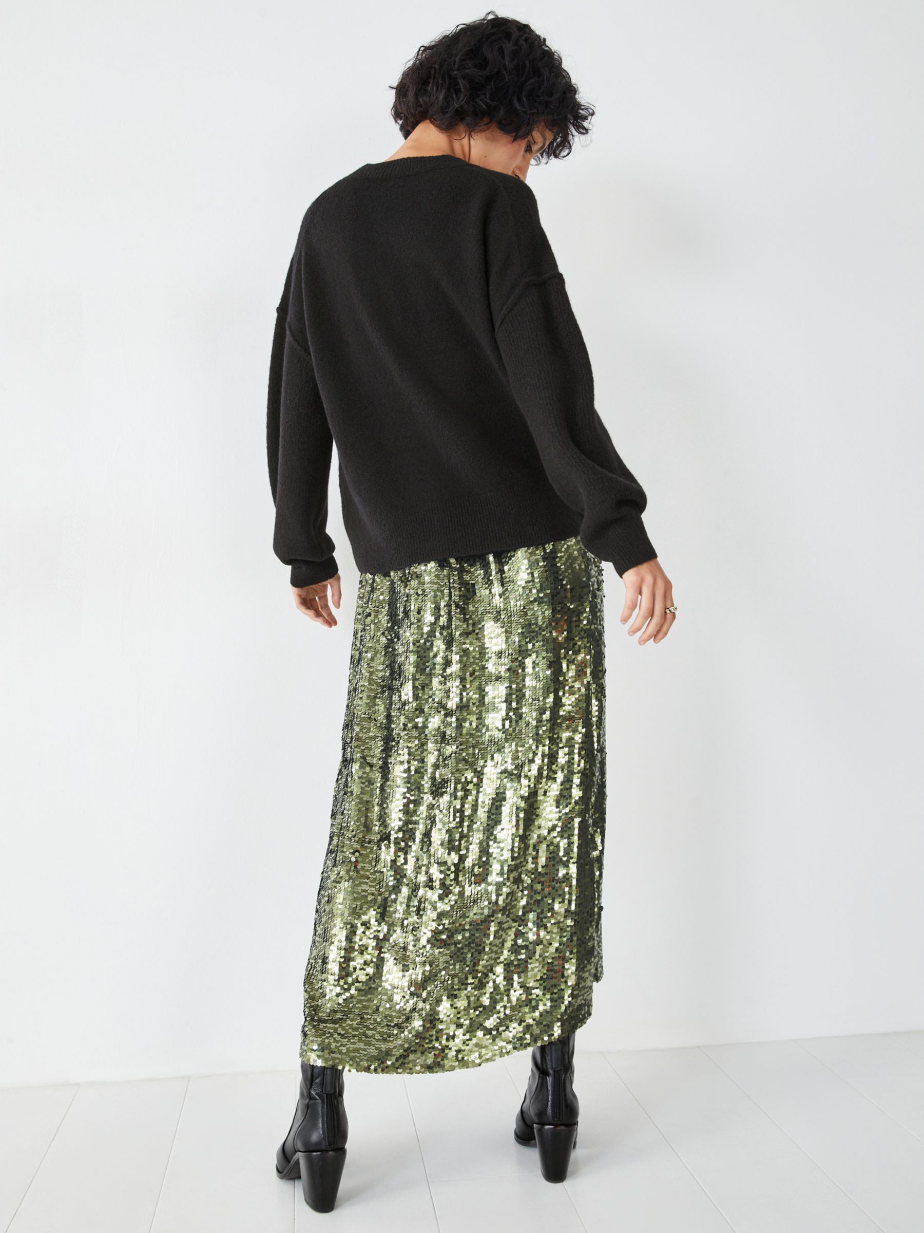 hush Cicley Sequin A-Line Skirt, Khaki