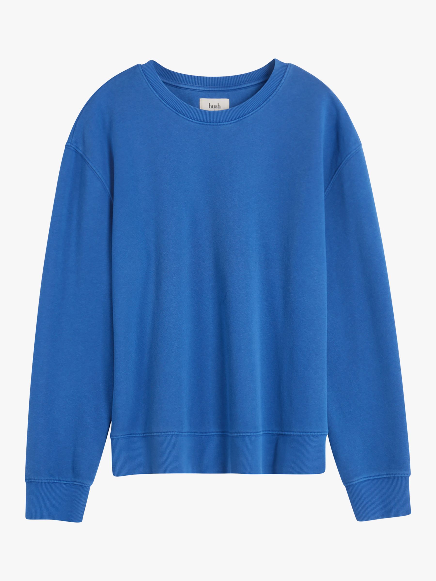 HUSH Becki Organic Cotton Classic Jumper, Bright Blue at John Lewis ...