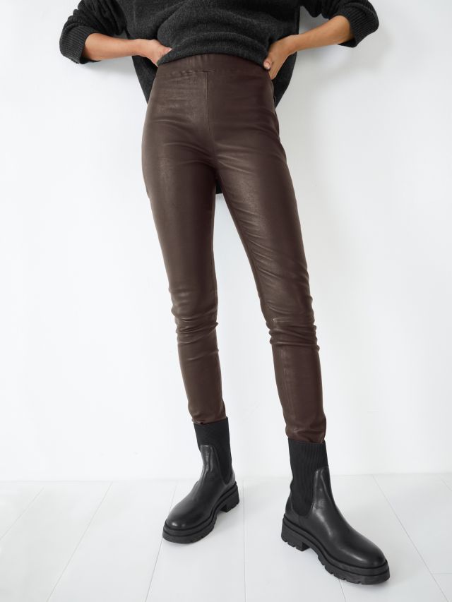 HUSH Leather Leggings, Dark Brown, 6