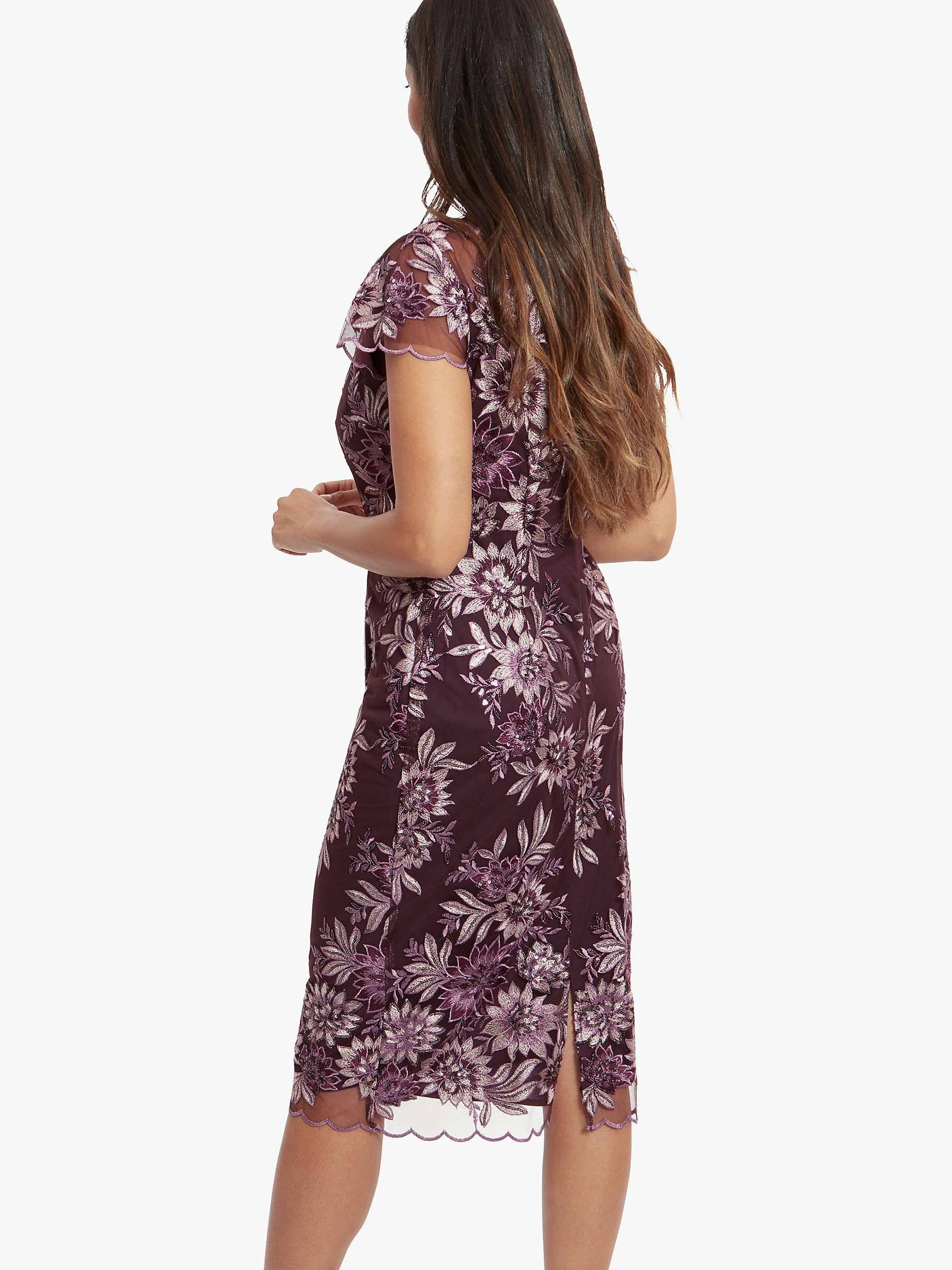 Buy Gina Bacconi Arianna Floral Embroidered Dress, Plum Online at johnlewis.com