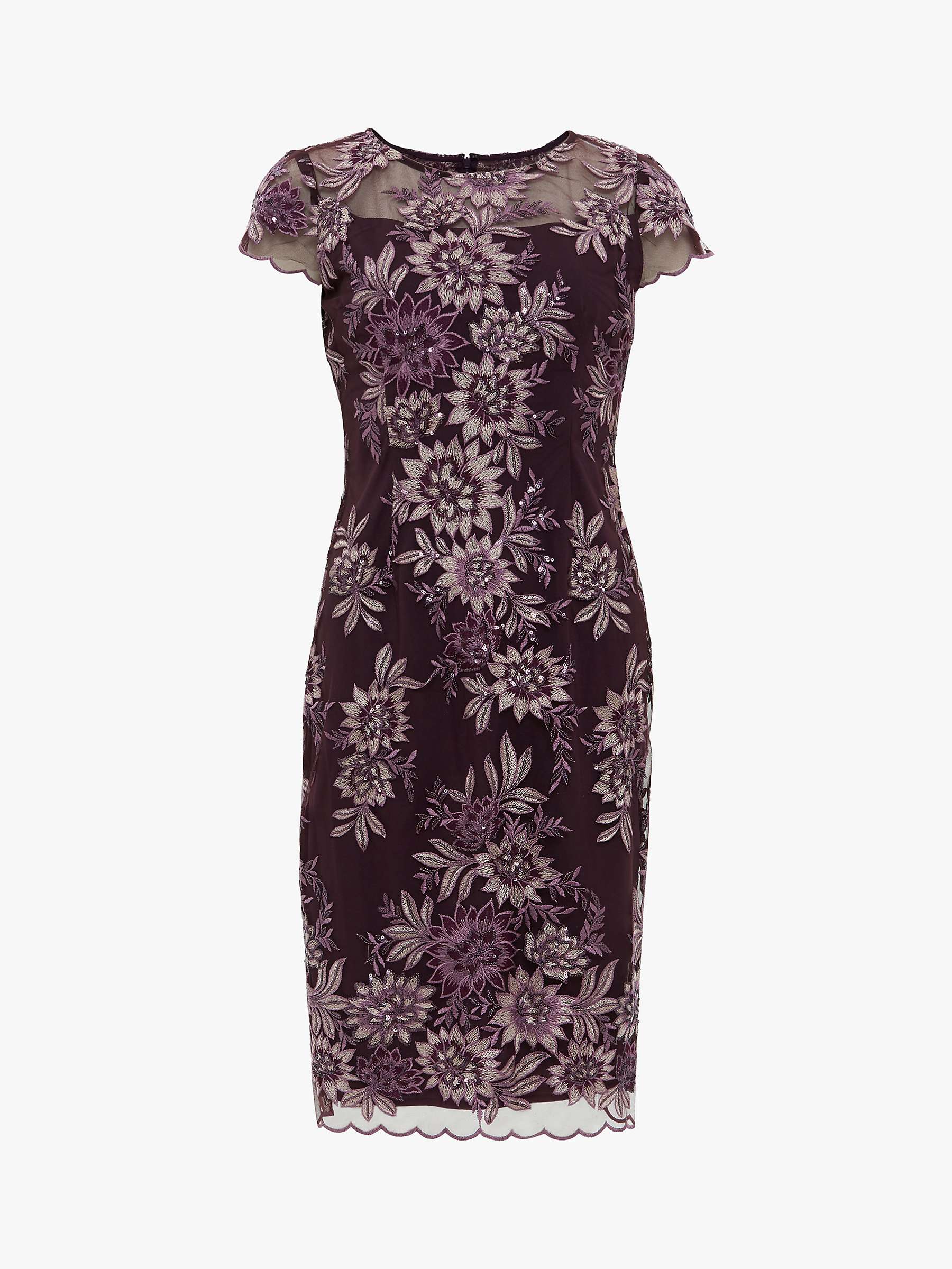 Buy Gina Bacconi Arianna Floral Embroidered Dress, Plum Online at johnlewis.com
