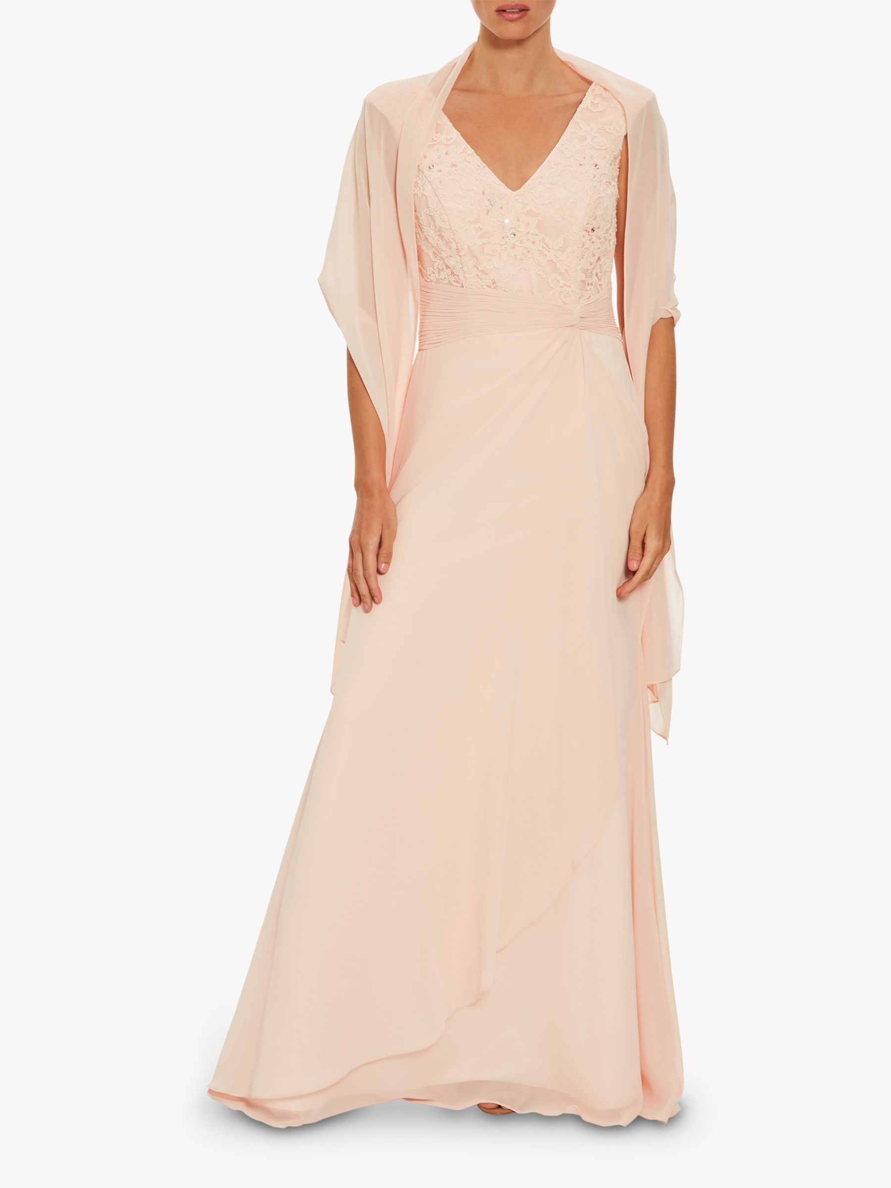 Gina Bacconi Betony Chiffon Dress, Pink, 10
