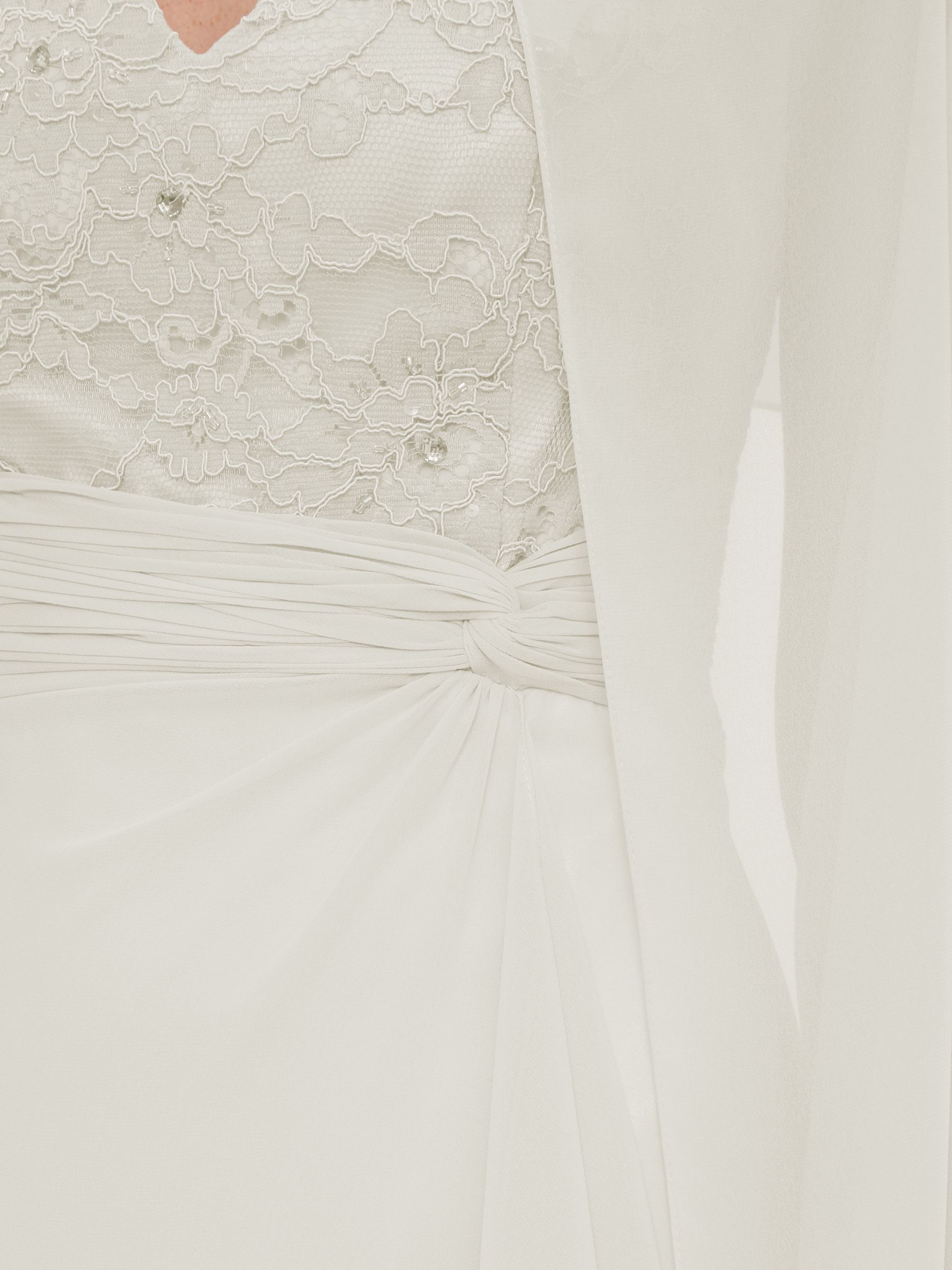 Gina Bacconi Farrah Lace Bodice Chiffon Dress, Off White at John Lewis ...