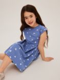 John Lewis & Partners Kids' Bird Cap Sleeve Dress, Blue