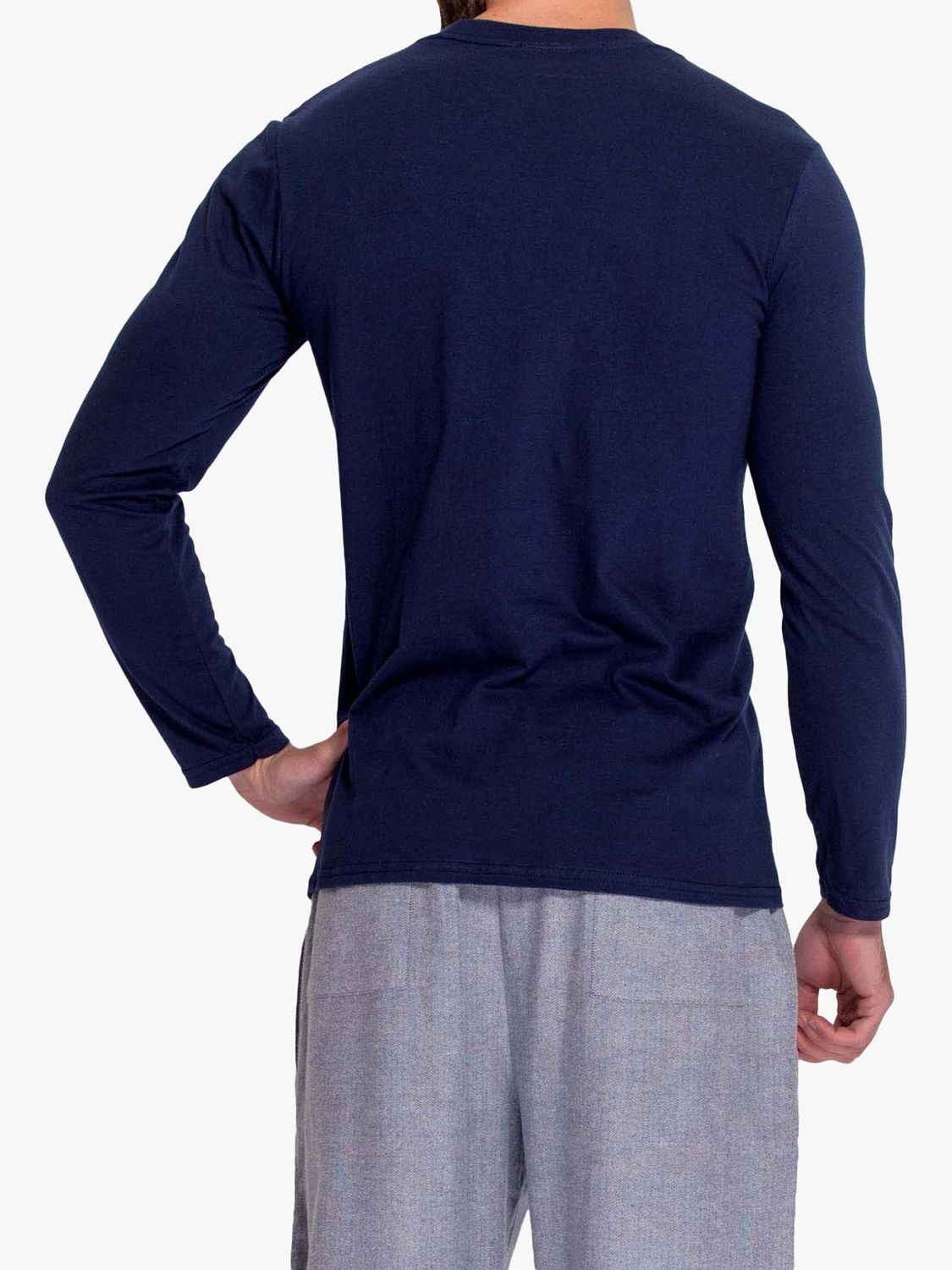 British Boxers GOTS Organic Long Sleeve Lounge T-Shirt, Navy, S