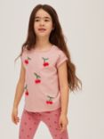 John Lewis & Partners Kids' Cherries T-Shirt, Pink