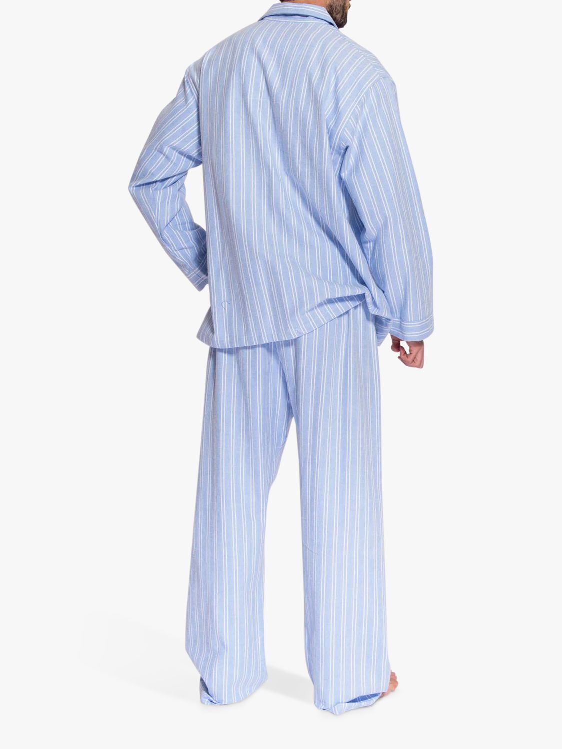 British Boxers Westwood Stripe Brushed Cotton Pyjama Set, Blue/White ...