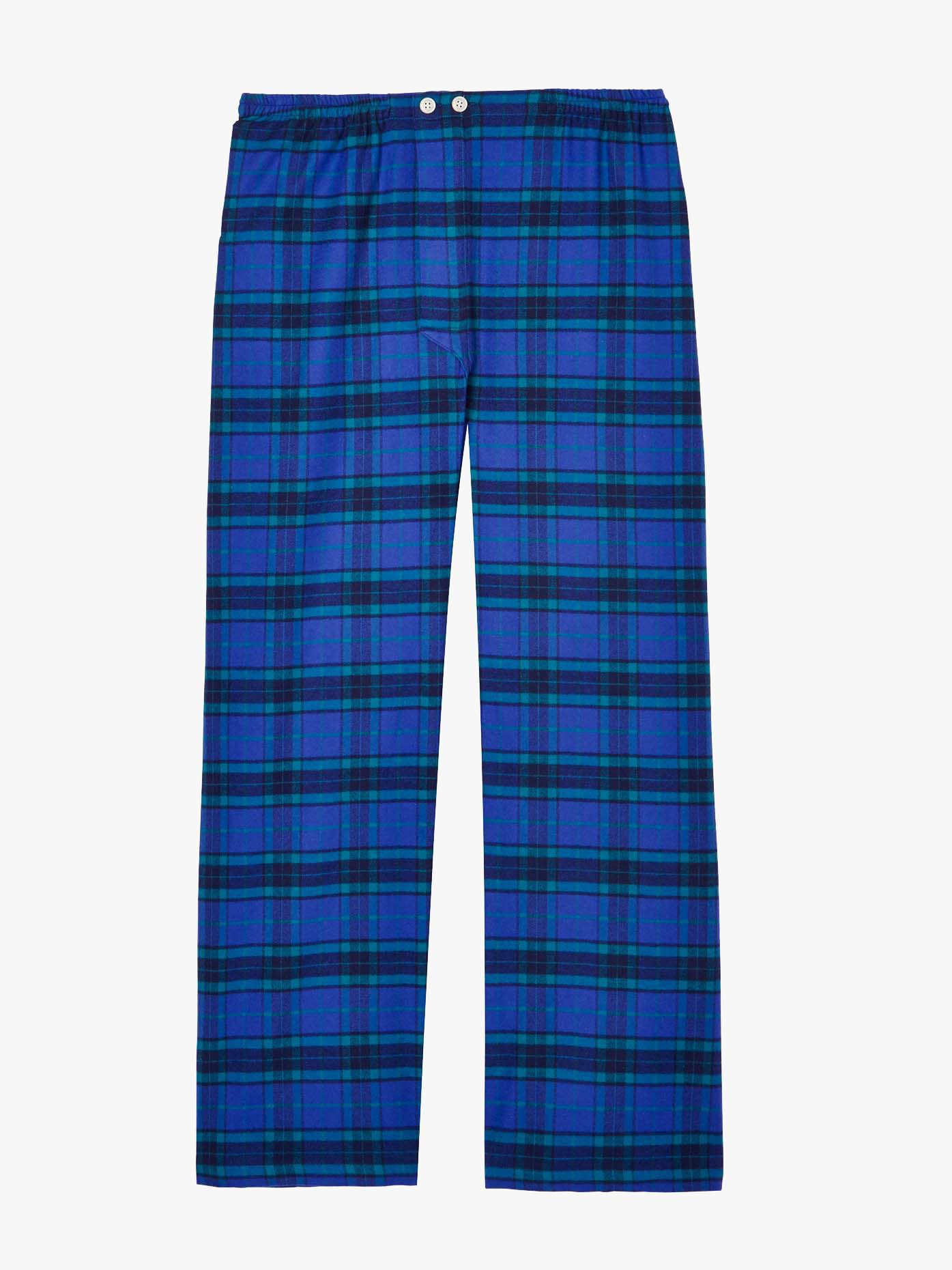 British Boxers Tartan Brushed Cotton Pyjama Set, Midnight Blue/Green, L