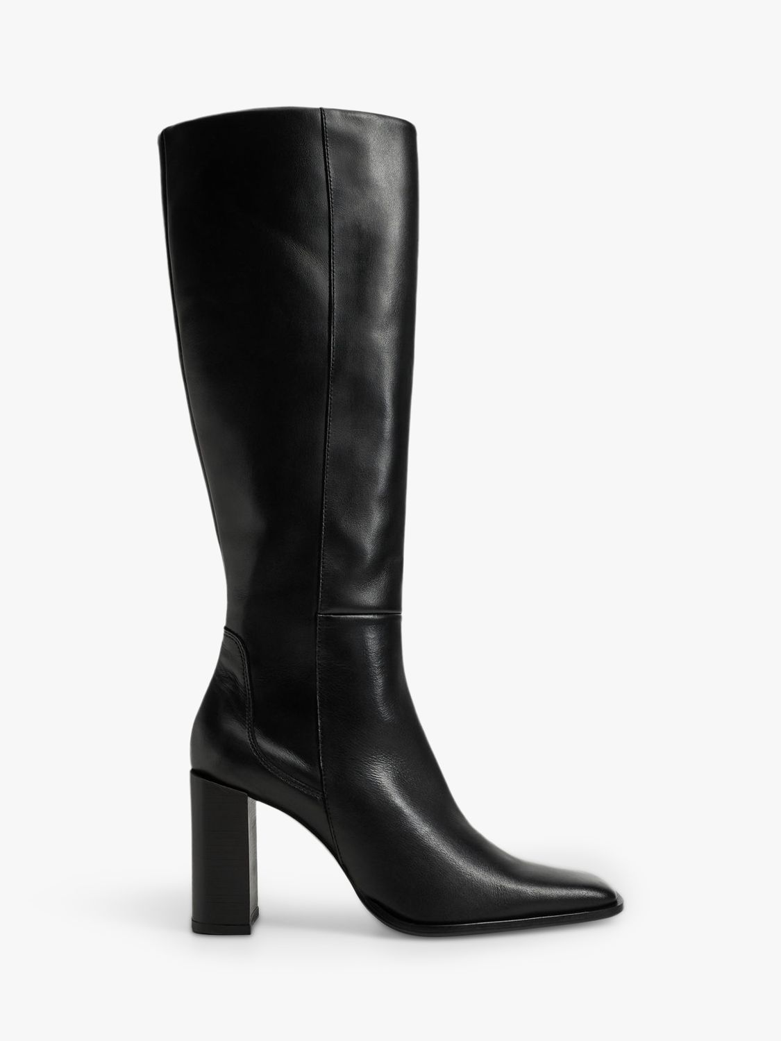 Mango Sofi Leather Knee High Boots, Black at John Lewis & Partners