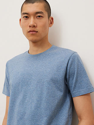 John Lewis Cotton T-Shirt, Pack of 3, White/Blue Melange/Navy