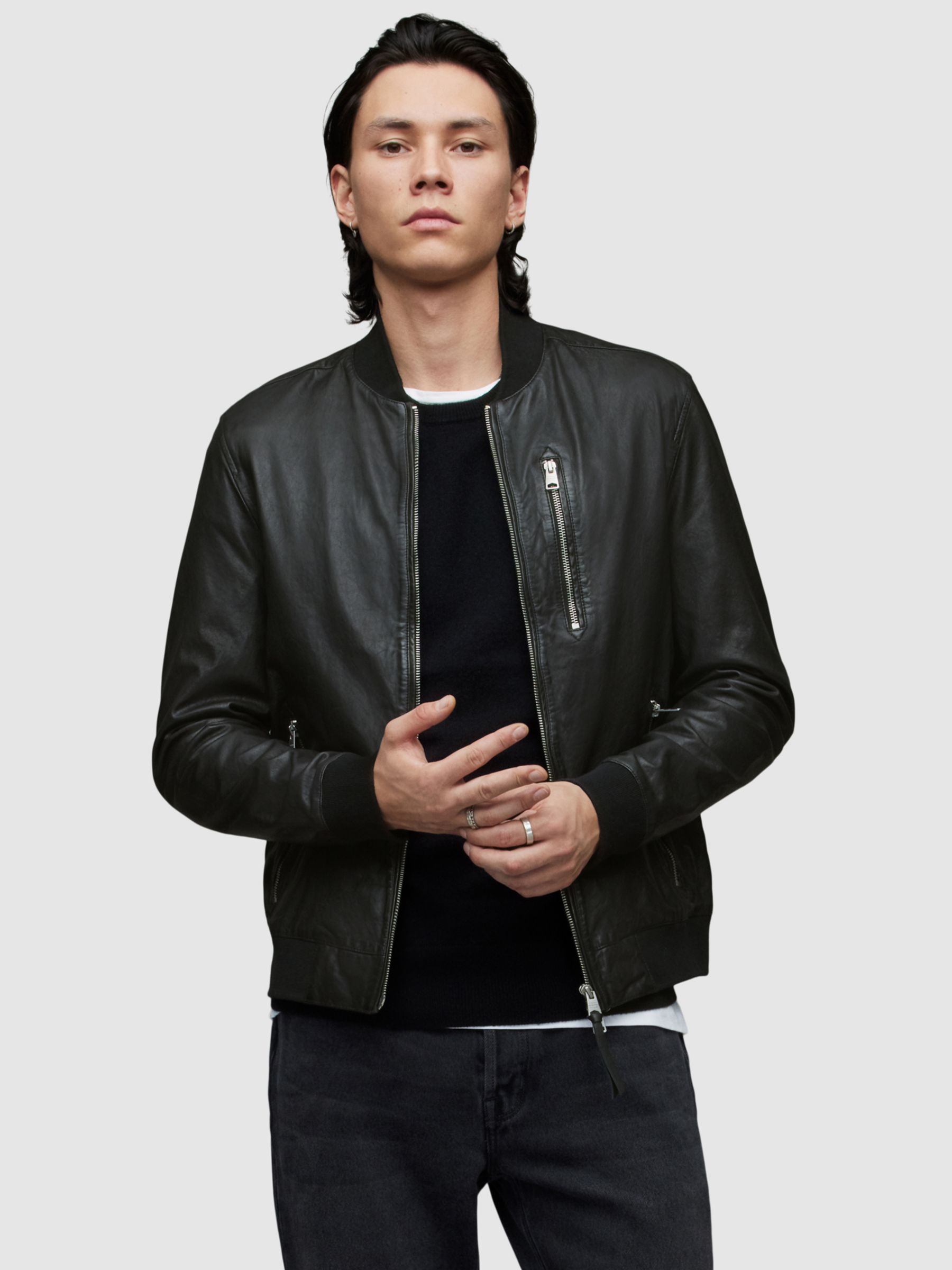 Gucci Leather Bomber Jacket, Size 50 It, Black, Ready-to-wear