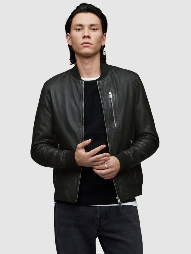 AllSaints Boyton Leather Bomber Jacket, Black, XS