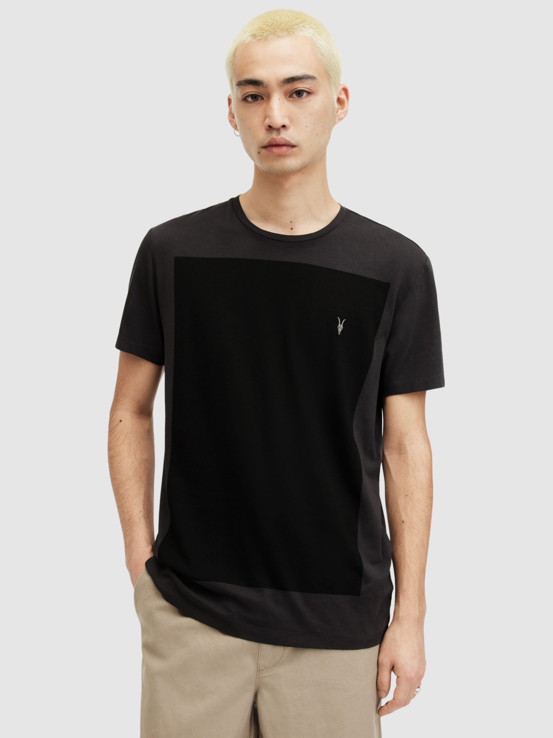 AllSaints Lobke Colour Block T-Shirt, Washed Black/Jet Black, XS