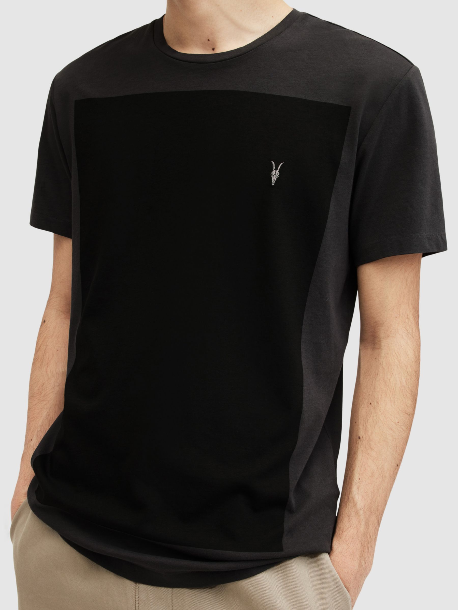 AllSaints Lobke Colour Block T-Shirt, Washed Black/Jet Black, XS