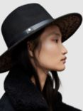 AllSaints Eva Wool Fedora Hat, Black/Leopard