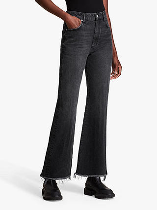 AllSaints Becca Flare Jeans, Washed Black