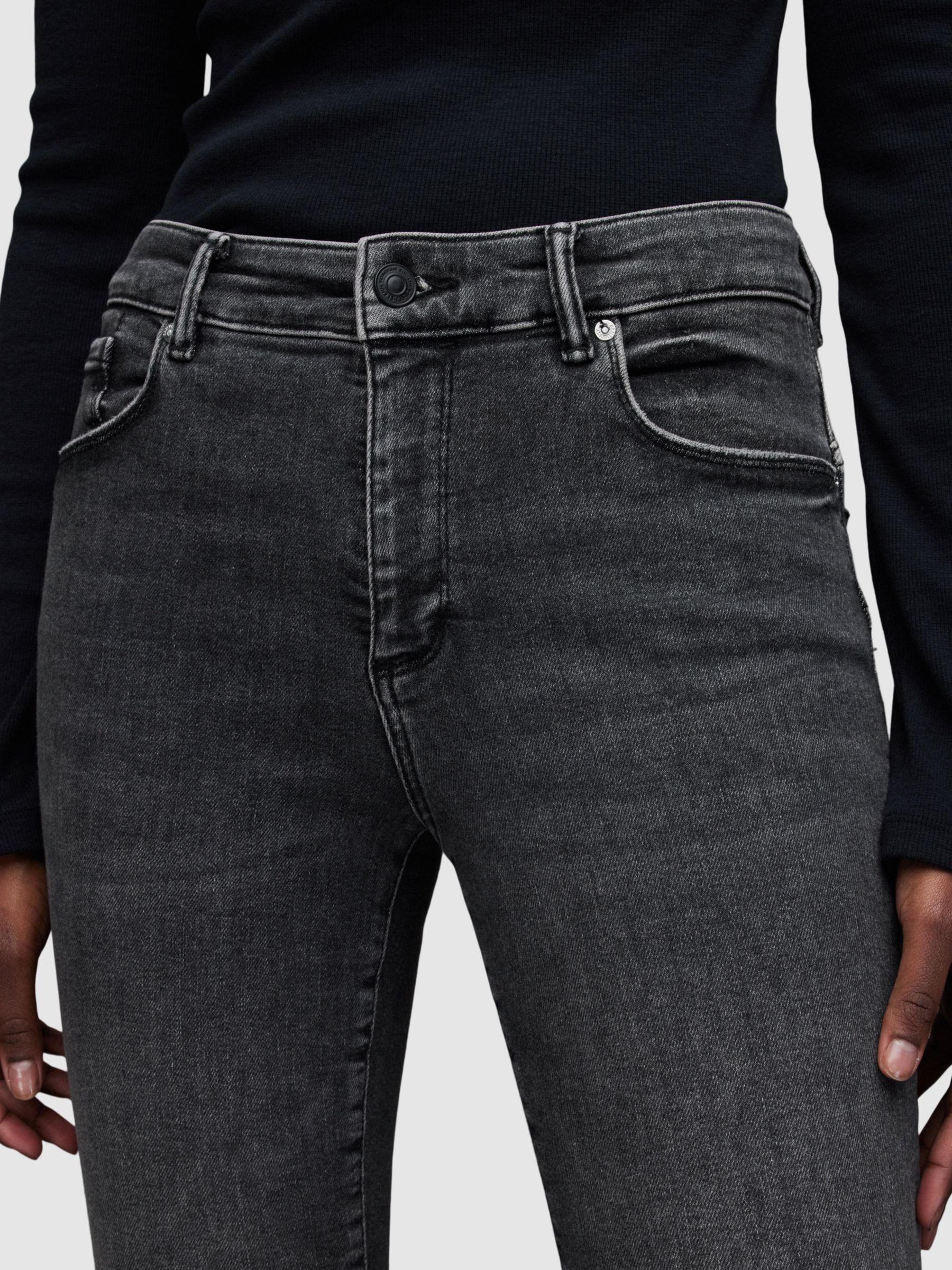 AllSaints Miller Push Up Jeans, Washed Black, 26