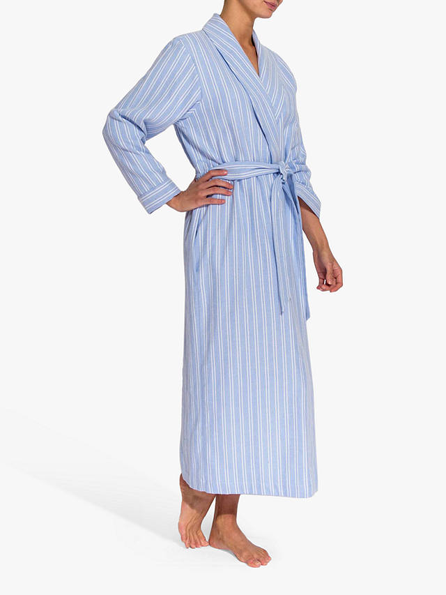 British Boxers Westwood Stripe Brushed Cotton Dressing Gown, Blue