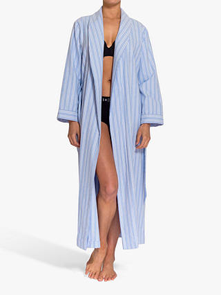 British Boxers Westwood Stripe Brushed Cotton Dressing Gown, Blue