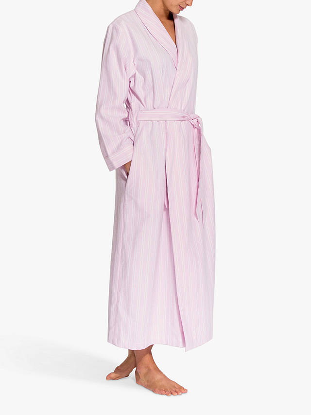 British Boxers Westwood Stripe Brushed Cotton Dressing Gown, Pink