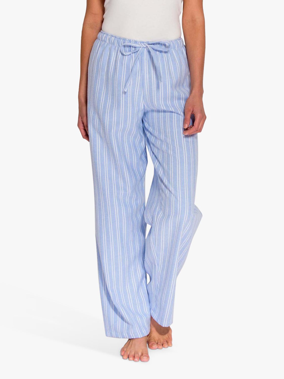 British Boxers Westwood Stripe Brushed Cotton Pyjama Trousers, Blue at ...