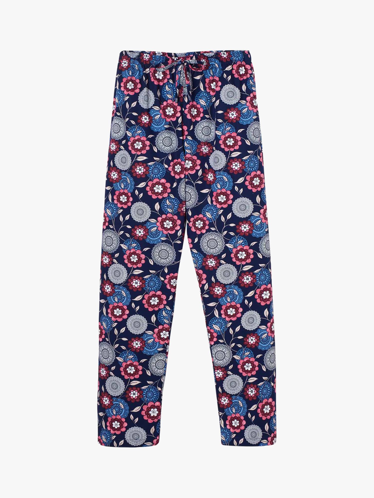 British Boxers Floral Crisp Cotton Pyjama Trousers, Margo, XS